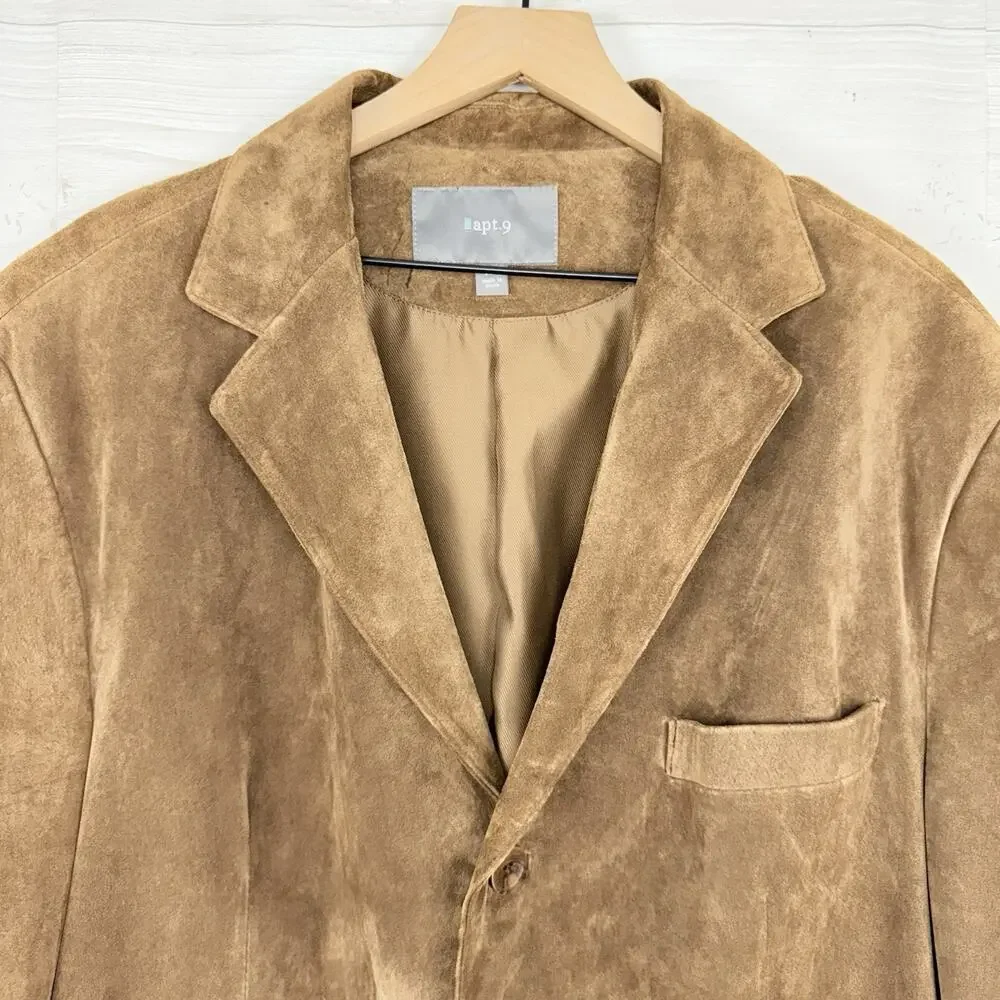 Apt.9 Suede Leather Sport‎ Coat Blazer Men Size 46 R Brown Western Pockets